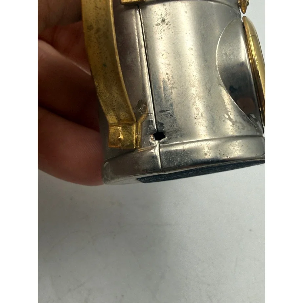 Elgin Miniature Watering Can Desk Clock Quartz Novelty Two Tone Silver Gold